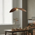 Long vintage arched brown wood pendant light