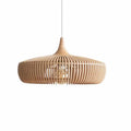Vintage pendant light in curved beige wood