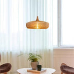 Vintage pendant light in curved beige wood