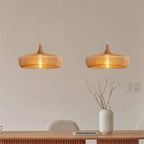 Vintage pendant light in curved beige wood