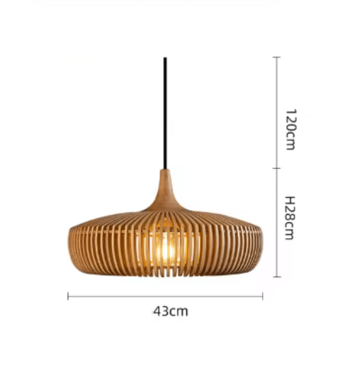 Vintage pendant light in curved beige wood