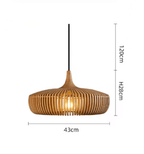 Vintage pendant light in curved beige wood