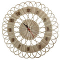 Woven rattan wall clock with vintage numbers and looped edge