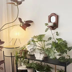 Vintage solid brown wood wall holder with visible grain