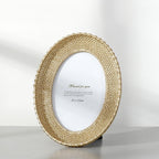 Oval frame with woven rattan look border