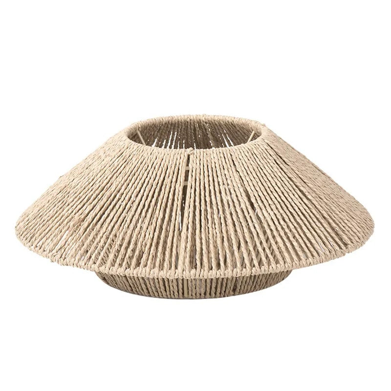 Round vintage lamp shade in brown woven paper rope