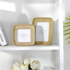 Rectangular frame with woven rattan look border