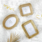 Rectangular frame with woven rattan look border