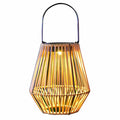 Hand woven beige rattan solar lantern for outdoor use