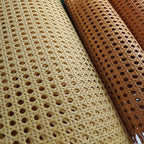 Roll of waterproof synthetic rattan cane webbing in beige or brown
