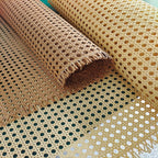 Roll of waterproof synthetic rattan cane webbing in beige or brown