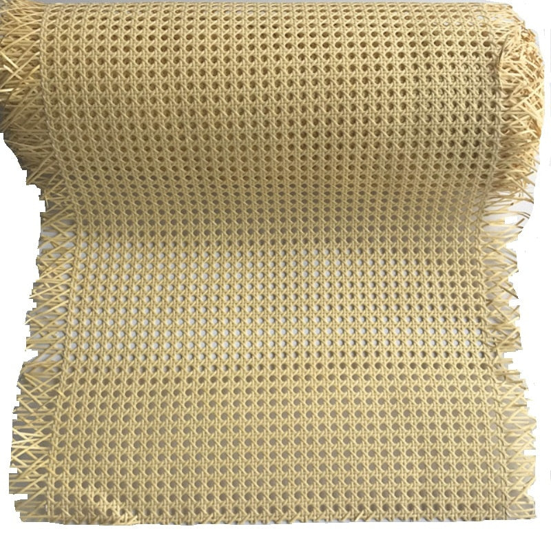 Roll of waterproof synthetic rattan cane webbing in beige or brown