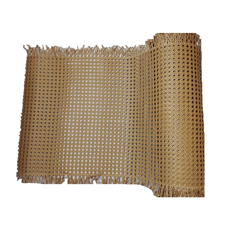 Roll of waterproof synthetic rattan cane webbing in beige or brown