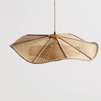 Wavy petal shaped rattan pendant light
