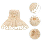 White woven rattan pendant shade with a looped edge