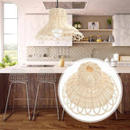 White woven rattan pendant shade with a looped edge