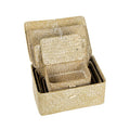 White hand woven rattan trunk box with a lid, offered in five sizes