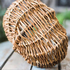 Oval wicker gathering baskets with tall handles