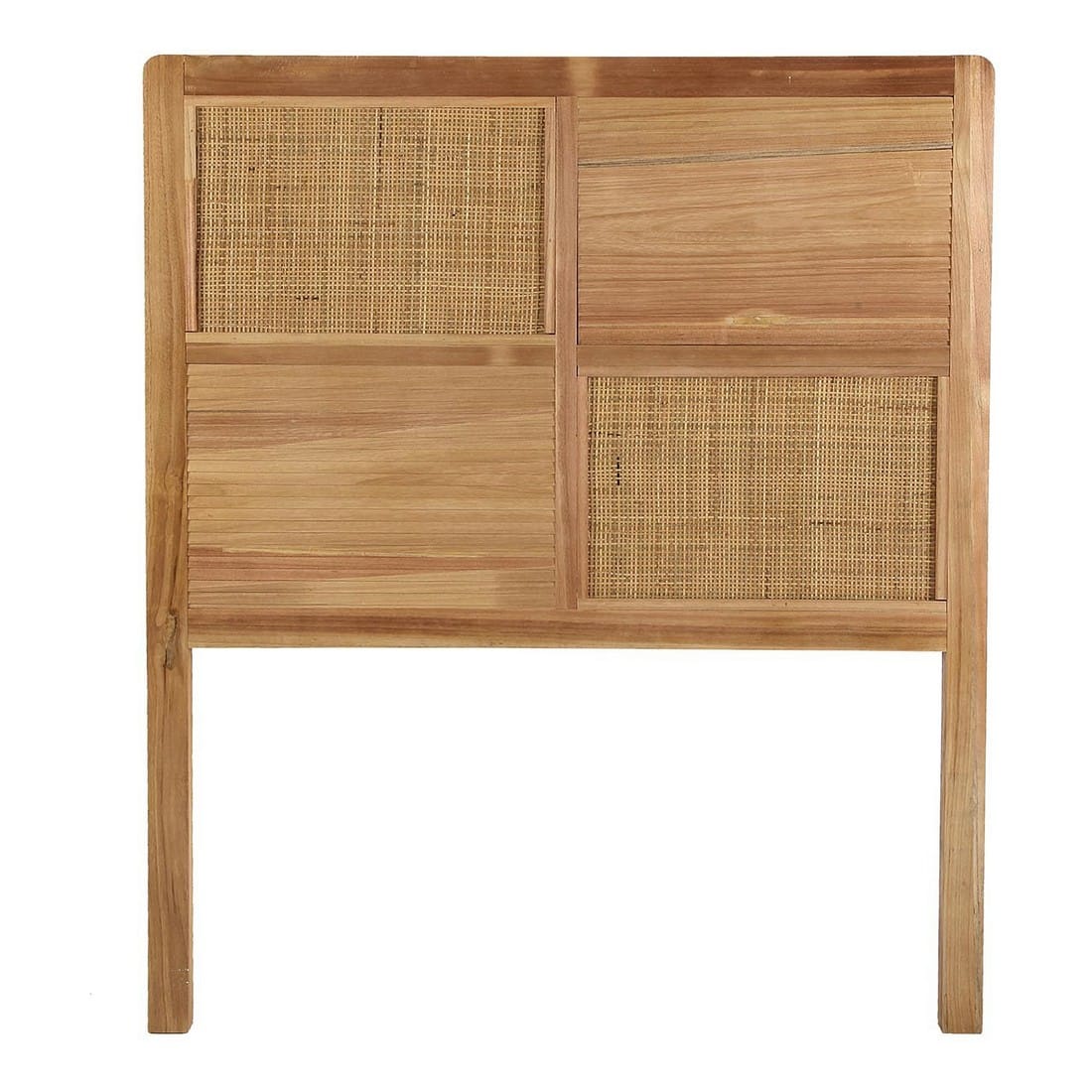 Headboard with hand woven rattan set in a solid wood frame