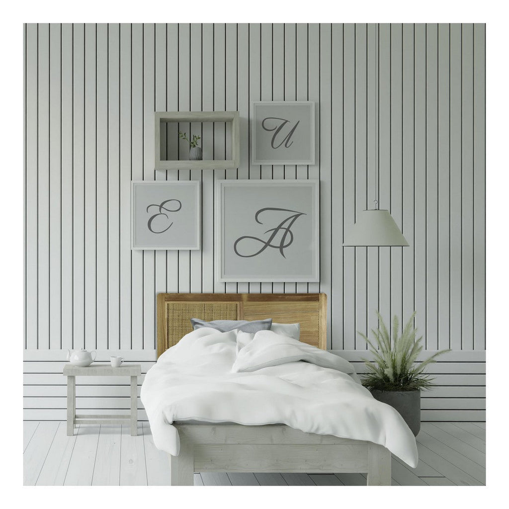 Headboard with hand woven rattan set in a solid wood frame