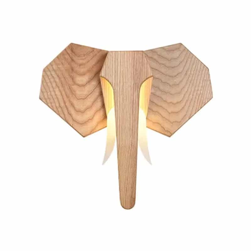 Geometric wooden elephant head wall sculpture
