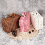 Hand woven bamboo makeup organizer box with side handles