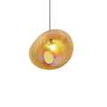 Organic pebble shaped woven bamboo pendant