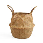 Plain woven belly basket with two handles