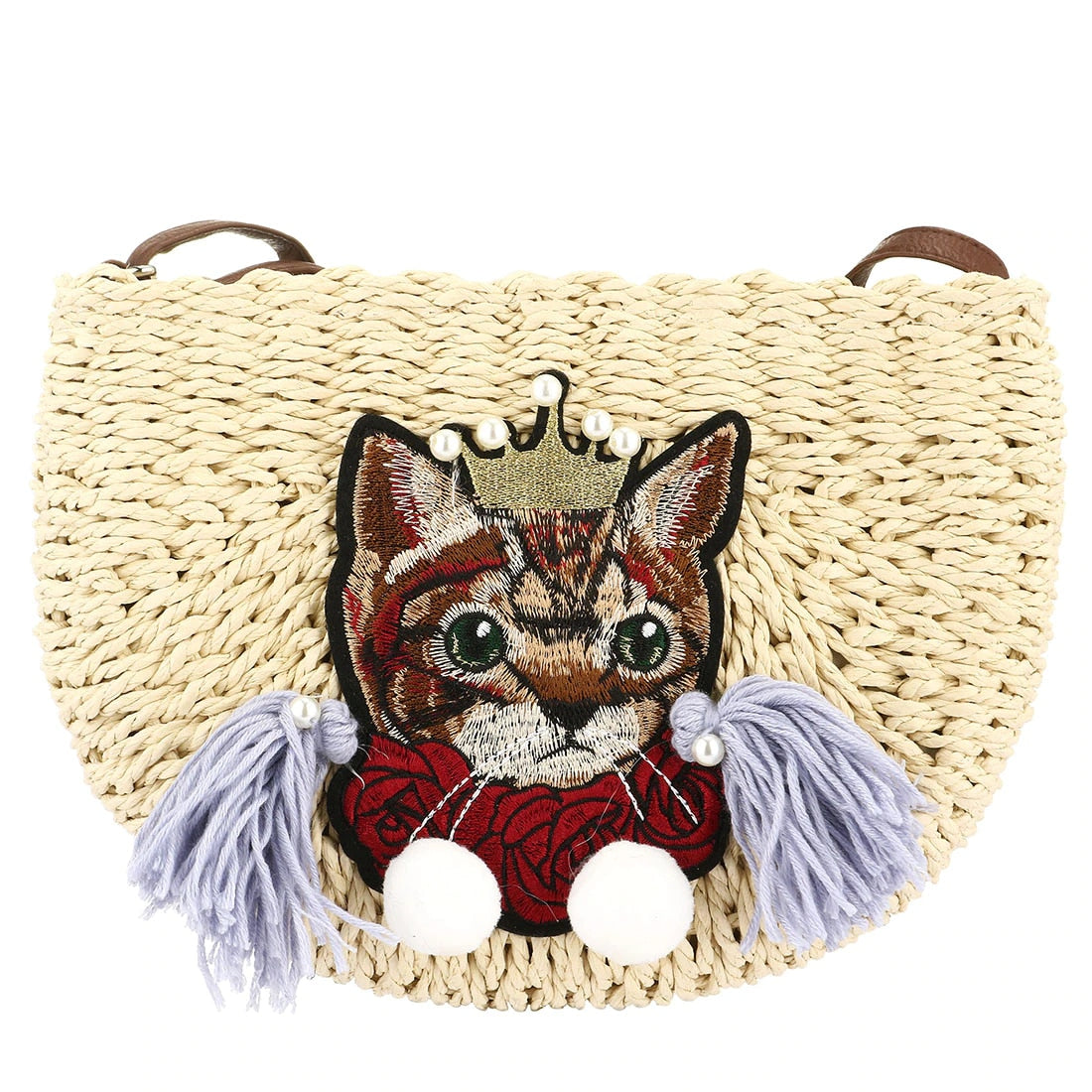 A Woven Clutch With a Feline Motif