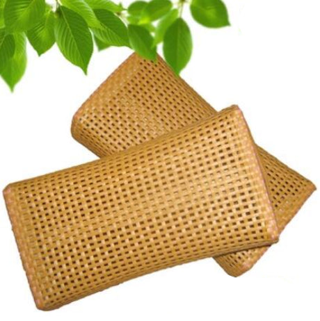 Brown hand woven PE rattan neck cushion with a curved shape