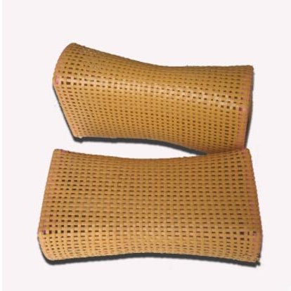 Brown hand woven PE rattan neck cushion with a curved shape
