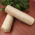 Cylindrical bolster cushion tightly hand woven in light rattan