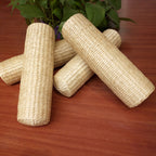 Cylindrical bolster cushion tightly hand woven in light rattan