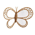 Hand woven rattan butterfly wall decor with open wings