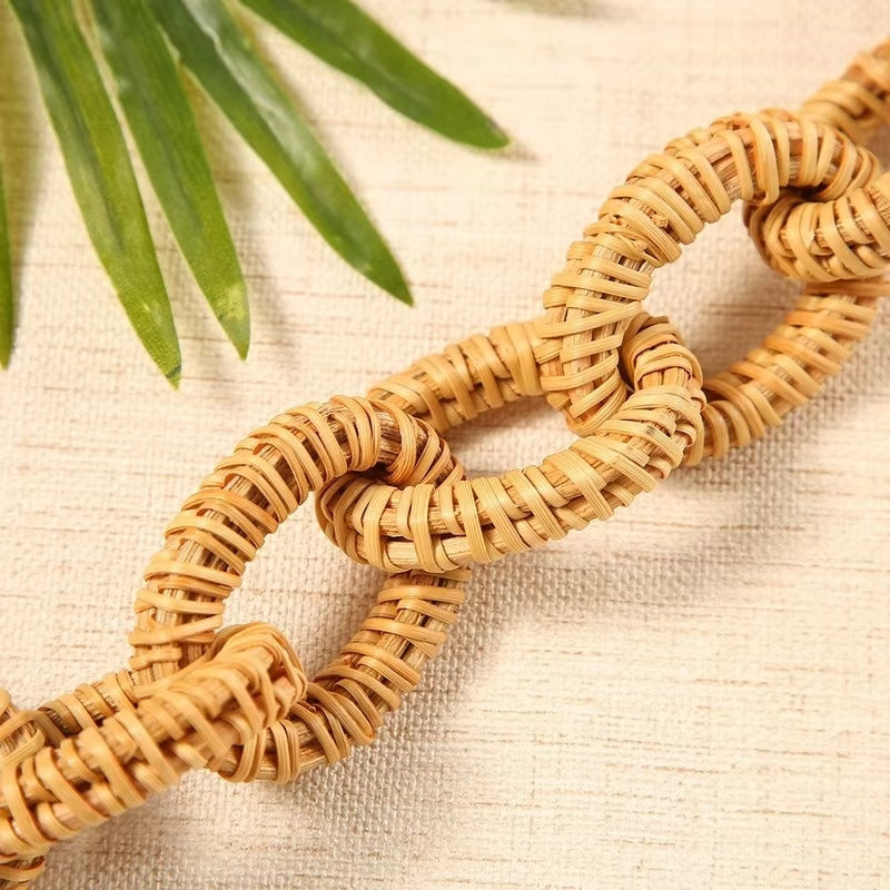 Chunky hand woven rattan chain link decor piece