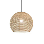 Round woven rattan dome pendant light