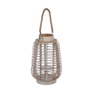 Hand woven natural rattan lantern shaped candle holder