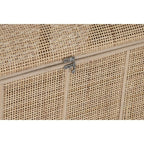 Hand woven rattan storage trunk with a fitted lid in golden natural tones