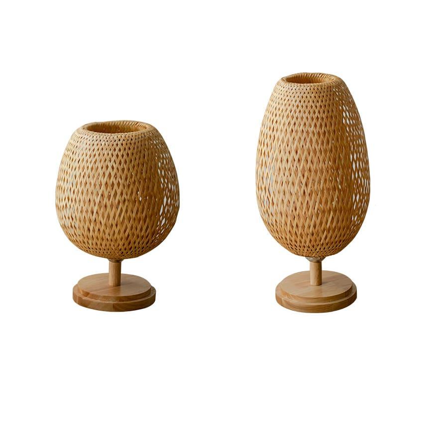 Hand woven natural rattan table lamp in two sizes