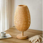 Hand woven natural rattan table lamp in two sizes