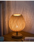 Hand woven natural rattan table lamp in two sizes