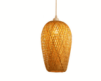 Tulip shaped woven rattan pendant light
