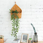 Checkerboard woven wall pocket holding air plants