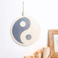 Yin yang shaped wooden hanging mirror